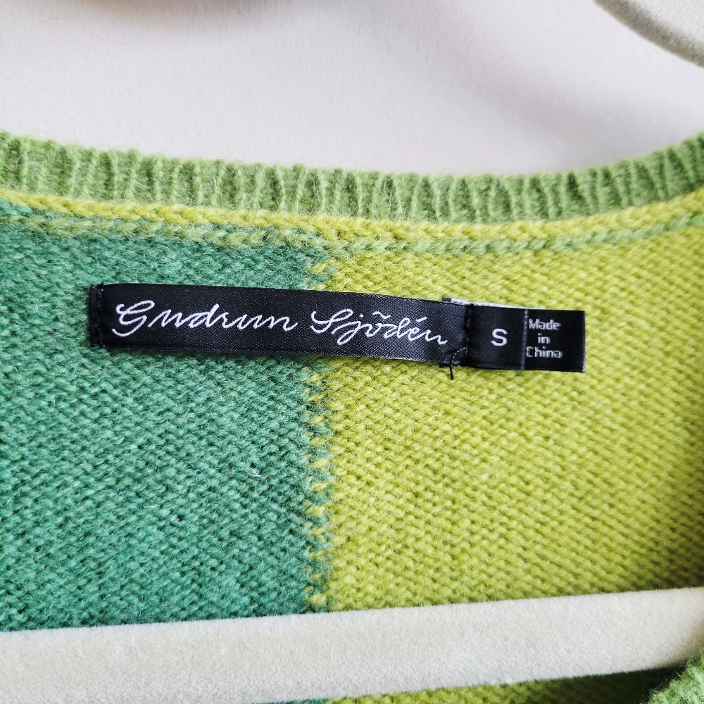 Gudrun Sjoden Wool Green Patchwork Scandinavian S… - image 4